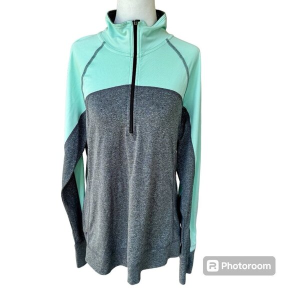 tek gear Jackets & Blazers - TEK GEAR DRY TEK Women Size XL 1/4 Zip Long Sleeve Pullover Mint Green Gray